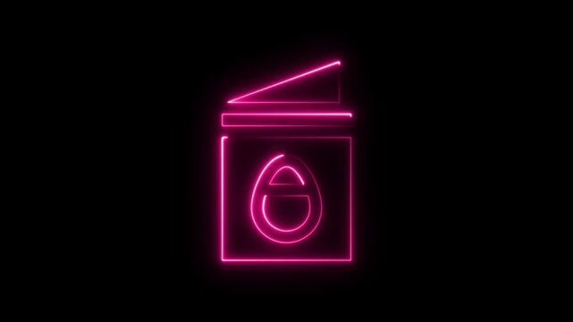 Neon glowing pink greeting card icon with an easter egg symbol