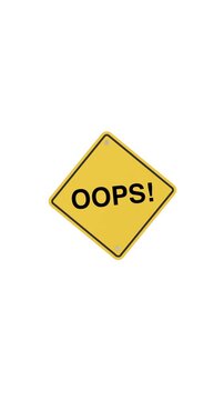 4k Resolution Vertical Video for Social Media: Error, Mistake, Warning, Caution And Failure Concept. Animated Yellow Oops Sign On White Background With Alpha Matte
