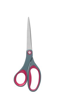 Cutting, Scissors, Motion, Opening, Closing And Craft Concept. Gray And Red Scissors Animate Between Closed And Open Positions On White Background With Alpha Matte