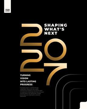 Happy New Year 2027 Elegant Gold Corporate Poster with Premium Typography on dark background