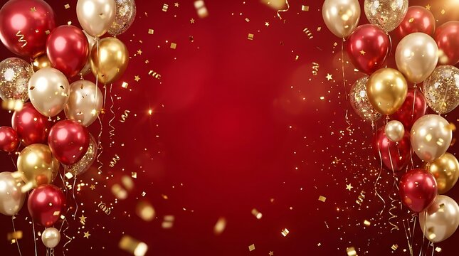 Red and gold balloons background for celebration