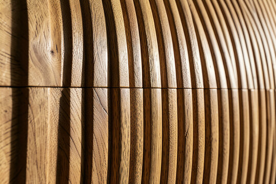Fluted Half Round Solid Oak Dowel Wall Architectural Texture Macro