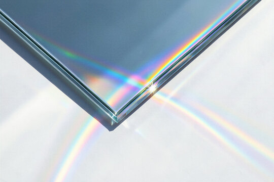 Beveled Mirror Edge With Spectral Rainbow Caustic Optical Projection