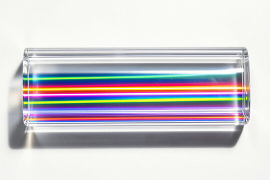 Cylindrical Glass Rod With Crisp Direct Sun Optical Rainbow Streak