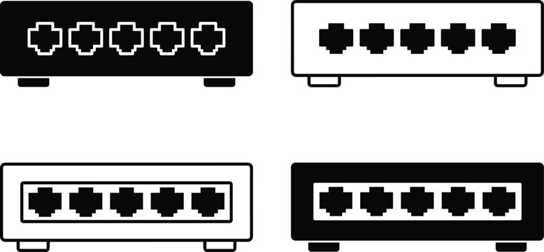 Network Switch Ethernet Port Icons Set