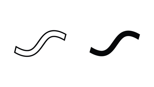 Tilde sign vector icon isolated on white Black and white outline line art and solid glyph silhouette