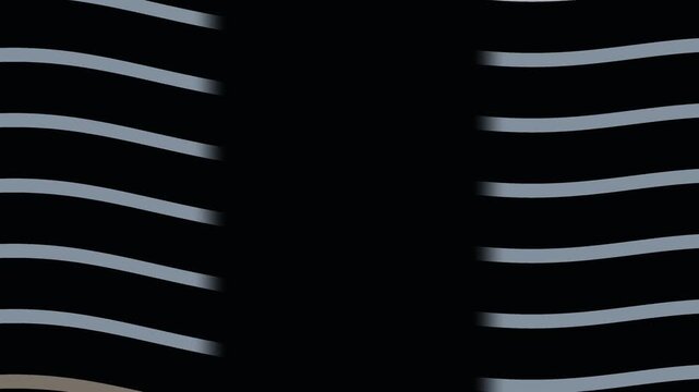 抽象的な黒背景にグレーの波状ラインが配置されたデザイン Abstract black background with gray wavy horizontal lines creating a rhythmic visual pattern