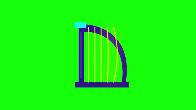 Minimalist harp vector for animation on green background