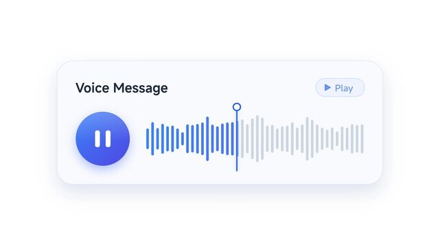 Voice message audio player interface with animated waveform