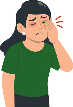 Woman Experiencing Eye Irritation From Volcanic Ash