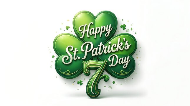 Happy St Patricks Day celebration graphic featuring green shamrock balloons with festive text design