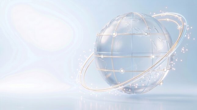 Abstract Digital Globe with Glowing Rings