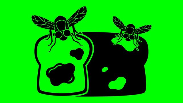 bread illustration video animation waste spoiled moldy silhouette mold logo food icon bacteria closeup bad slice loaf old fungus outline rotten brown garbage for green screen footage