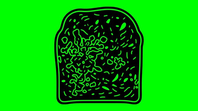 bread illustration video animation waste spoiled moldy silhouette mold logo food icon bacteria closeup bad slice loaf old fungus outline rotten brown garbage for green screen footage
