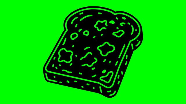 bread illustration video animation waste spoiled moldy silhouette mold logo food icon bacteria closeup bad slice loaf old fungus outline rotten brown garbage for green screen footage