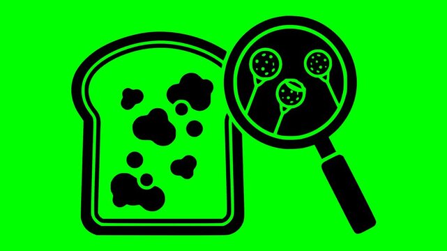 bread illustration video animation waste spoiled moldy silhouette mold logo food icon bacteria closeup bad slice loaf old fungus outline rotten brown garbage for green screen footage