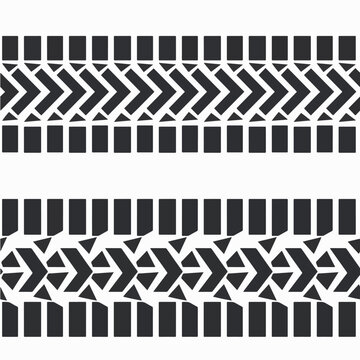 Two parallel horizontal black tire tracks are displayed against a clean white background.