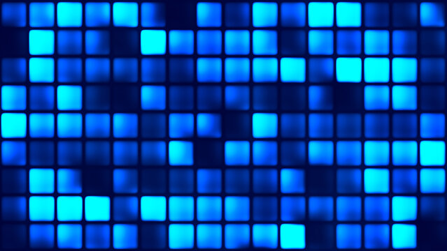 Glowing blue square lights arranged in a grid pattern background
