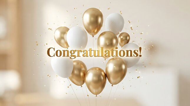 Celebration Balloons Cluster With Congratulations Text For Festive Occasion Decoration