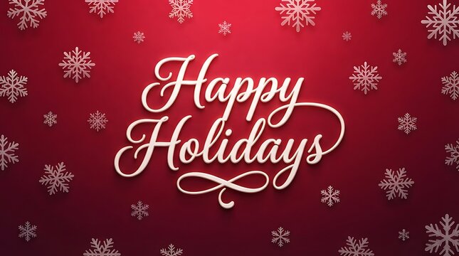 Elegant holiday greeting card design featuring snowflakes and festive cursive text for seasonal celebrations