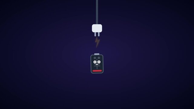 Electric plug hovering above low battery icon on.