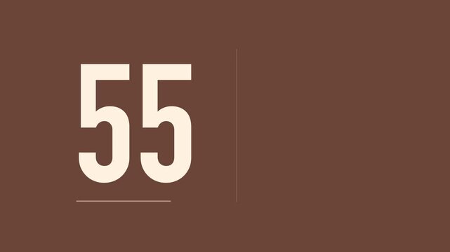 One minute warm clay countdown with left aligned cream numbers