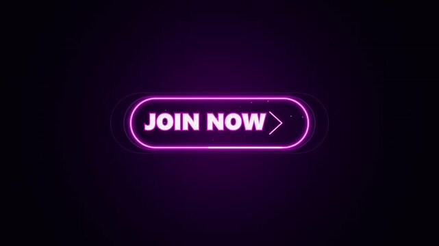 Abstract Glowing Purple Neon Join Now CTA Button Animation Background