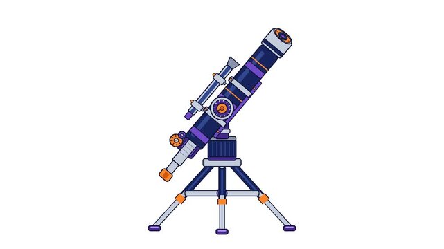 Astronomical Telescope Tripod Seamless Loop Flat Vector Animation