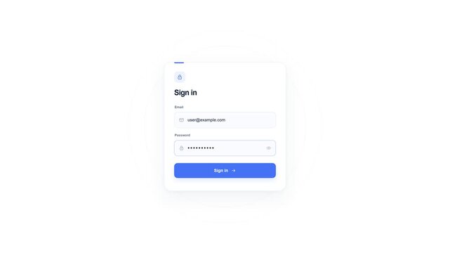 User interface, sign in and login page on mobile app with clean design for software development, account access and website registration. Screen, button and form for security, profile and portal.