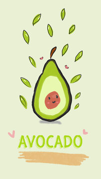 Happy green avocado