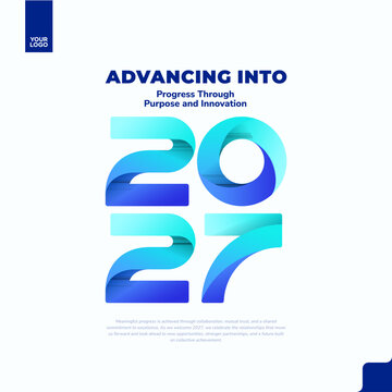 Happy New Year 2027 Blue Gradient Corporate Greeting Design