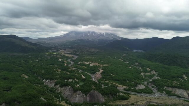 Mt St Helens in clouds - Washington