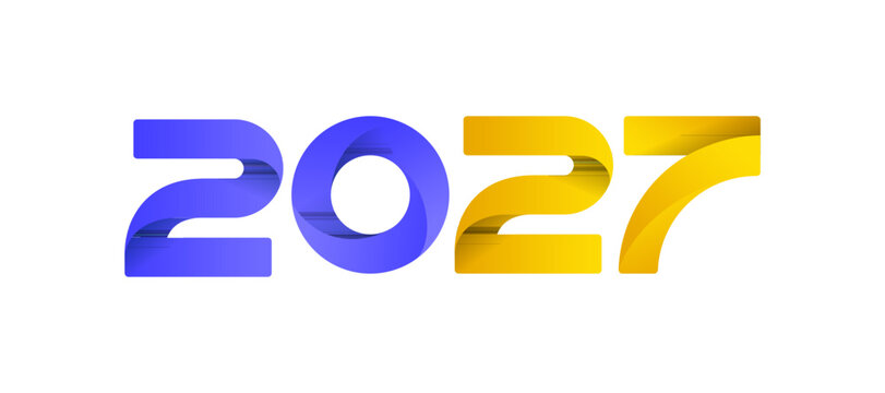2027 Purple and Yellow Typography Design, Bold Modern Number Logo