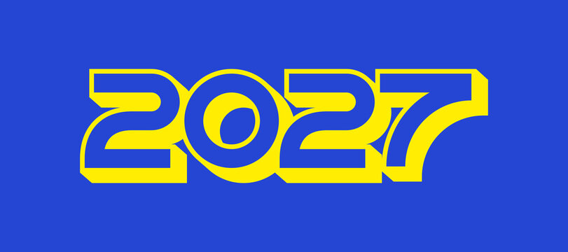 2027 Neon Pink and Yellow Typography Design, Bold Creative Number Logo