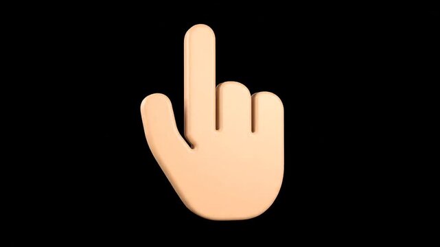 3D pointing hand cursor icon on black background