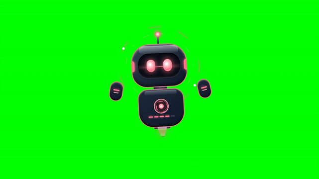 Red Cute 3D AI Agent Robot Floating Assistant Animation