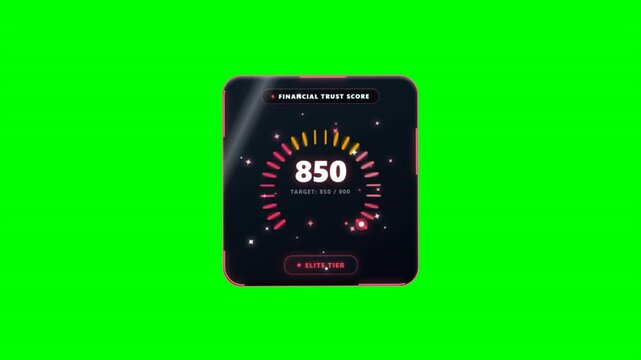 Red Neon Energy Score Radial Ring Metric Card HUD
