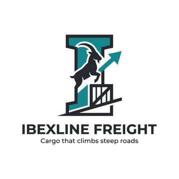ibexline freight logo with ibex mountain goat and letter i graphic
