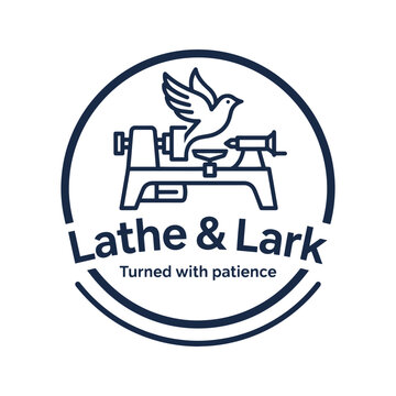 lathe and lark woodworking logo vector design