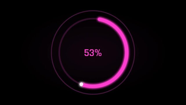 Pink circular progress bar showing eighty percent completion on black background for digital software interface display