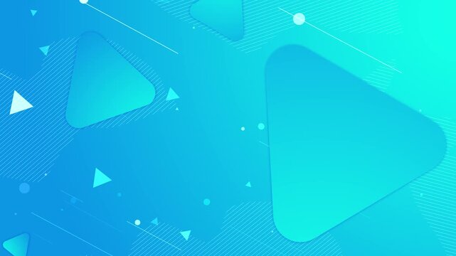 Large rounded triangles fields f diagonal lines, scattered circles, dots, triangular accents. Soft edge shadows give forms depth abstract geometric background for clean video titles graphic design.