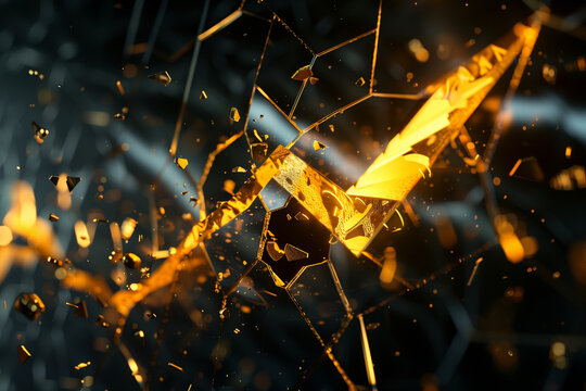 Abstract 3D golden arrow breakthrough for market success