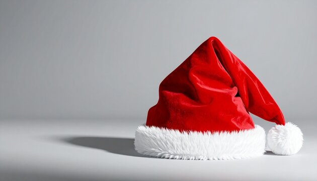 Classic Santa hat isolated, festive Christmas symbol, holiday apparel