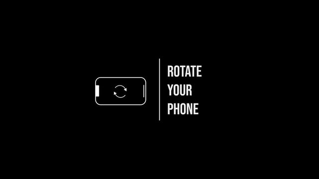 Rotate your phone animation, portrait to landscape screen orientation instruction stock video.