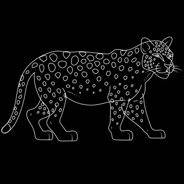 Minimal Line Art Spotted Leopard