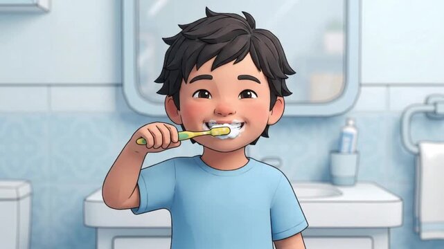 Animated Child Brushing Teeth Motion Graphic for Pediatric Dental Care Awareness and Healthy Daily Routine Videos