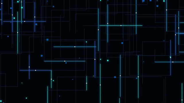 Glowing Digital Circuit Grid Data Background