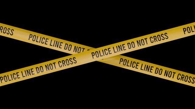 Yellow tape police line do not cross. police caution tape crossed Seamless loop with alpha channel.