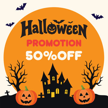 Happy halloween promotion poster template