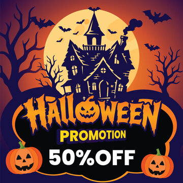 Happy halloween promotion poster template